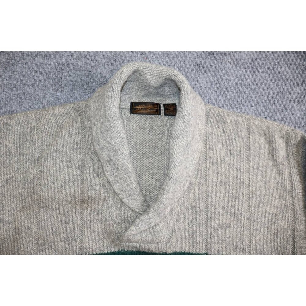 Vintage 1990s Eddie Bauer Mens Striped Wool Cowl Neck Chunky Sweater L - Picture 4 of 9